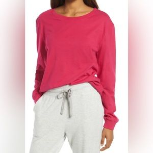 Treasure & Bond Pink Oversized Crew Neck Long Sleeve Tee Size Small NWT